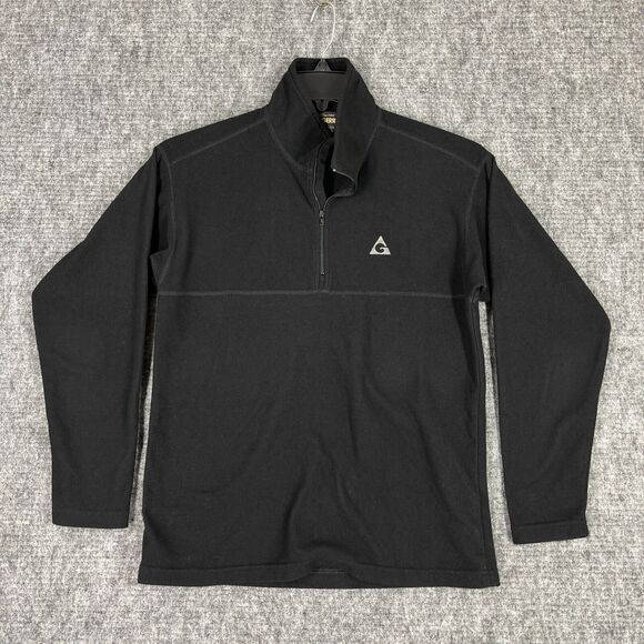 GERRY FLEECE MENS SMALL BLACK 1/4 ZIP USA MADE SKIING OUTDOORS CAMPING VTG 1990S - Picture 1 of 8